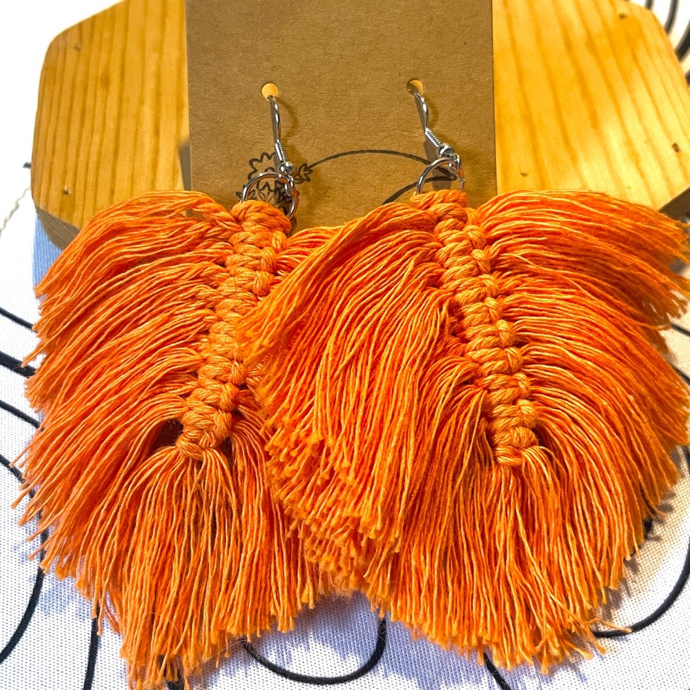 Bold Orange Fringe Earrings